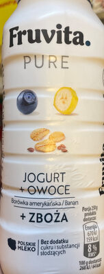 jogurt + owoce borówka banan front packaging