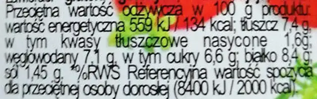 Sałatka z makrelą pikantna nutrition facts table