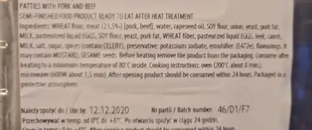 Paszteciki z miesem nutrition facts table