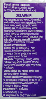 Pierogi serowo-jagodowe ingredients label