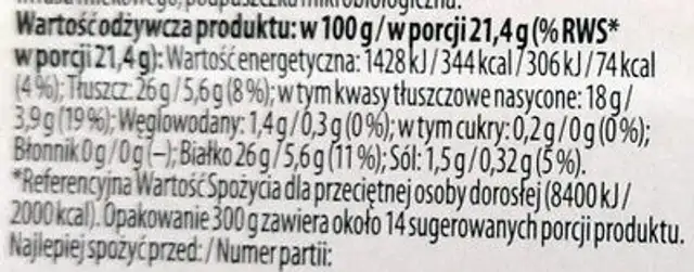 Gouda nutrition facts table