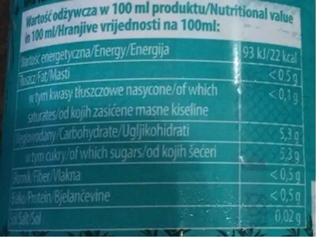 Thé Kombucha Fleur de sureau nutrition facts table