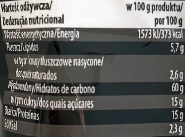 Zielony groszek z chili nutrition facts table