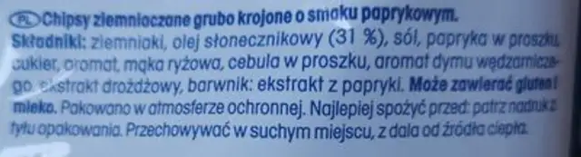 Lorenz Crunchips X-Cut Paprika ingredients label
