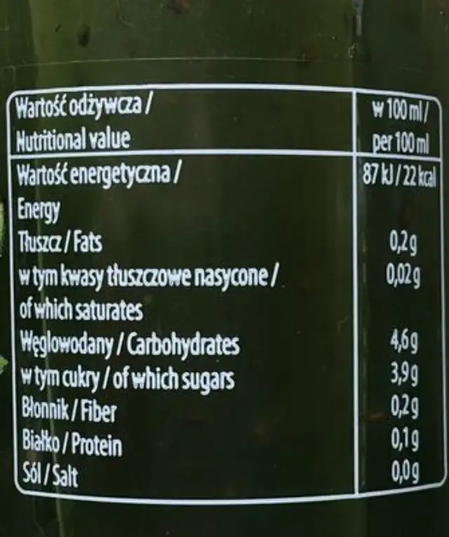 Chia seeds o smaku kiwi i aloesu nutrition facts table