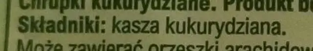 chrupki kukurydziane ingredients label