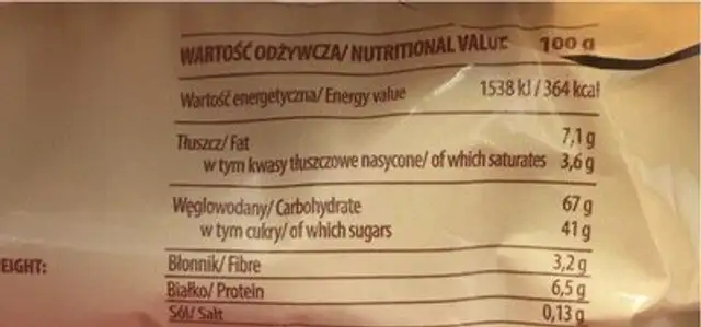 Pierniki 200G Chocolate Stars With Plum Stuffing Gingerbread nutrition facts table
