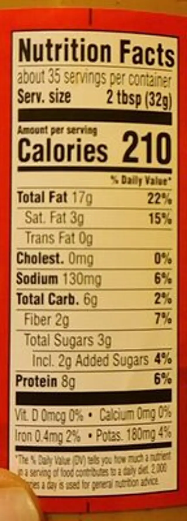 pp pb ingredients label