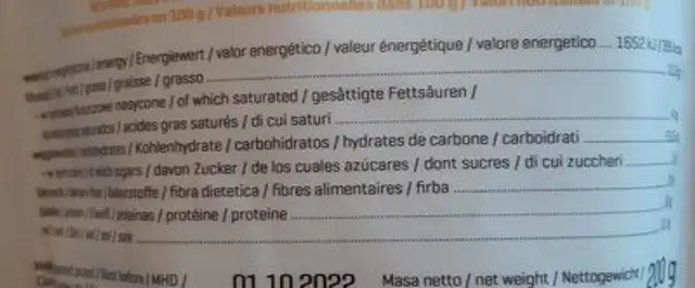 Super Turmeric root (Racine de curcuma) nutrition facts table