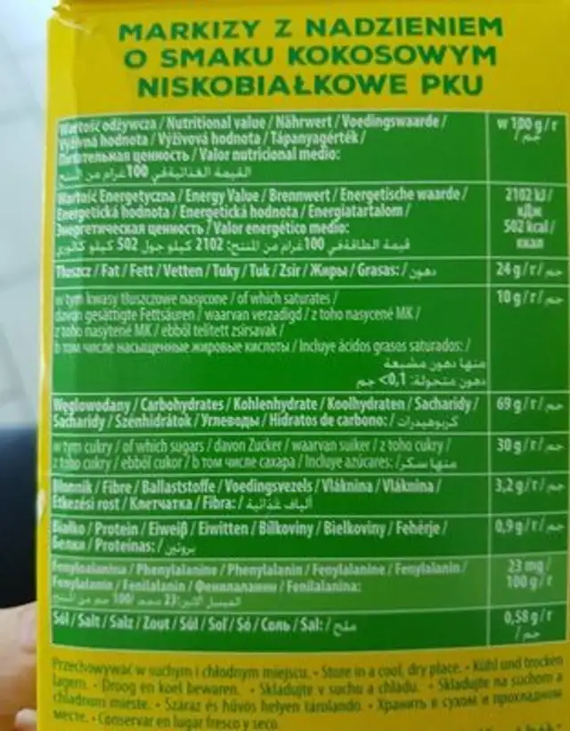 Biscuit nutrition facts table