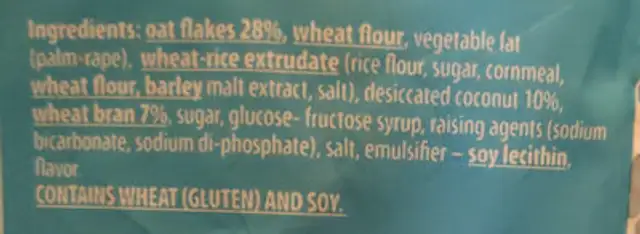 Mini bites ingredients label