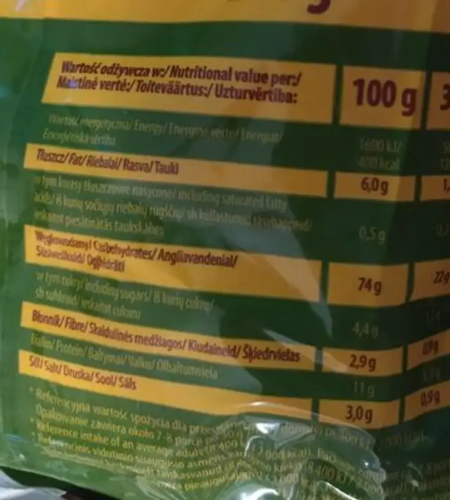 Aksam Beskidzkie Sticks with Cheese nutrition facts table