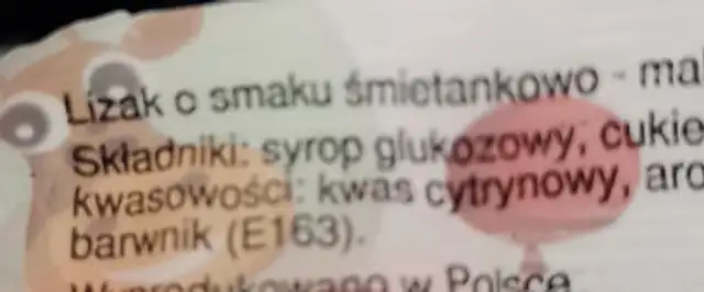 Unknown ingredients label