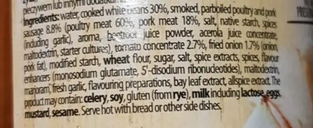 Fasolka po bretonsku ingredients label