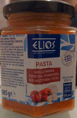 Pasta grillowana papryka, pomidory, ser mizithra, feta