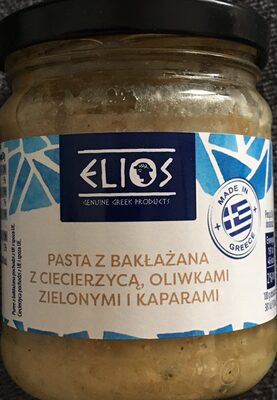 Pasta z bakłażana z ciecierzycą, oliwkami zielonymi i kaparami