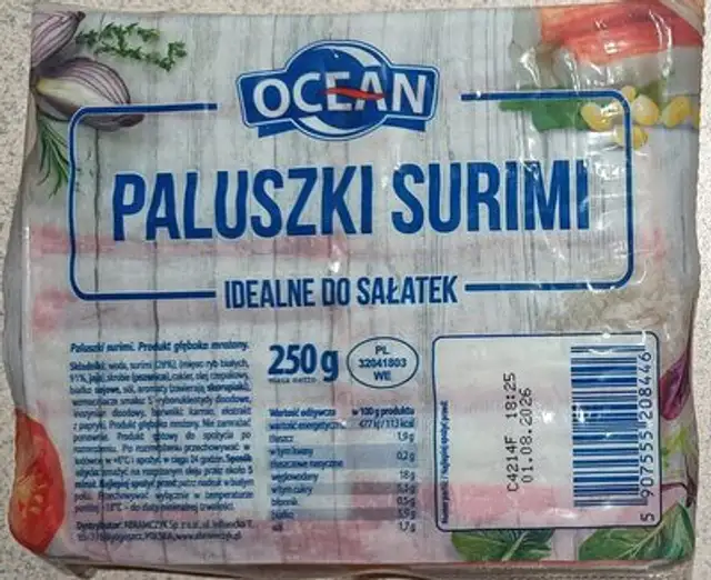 Paluszki surimi front packaging