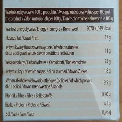 Petit beurre no sugar added gluten free nutrition facts table