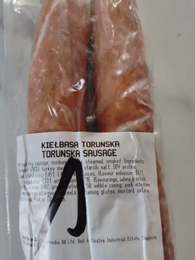 Kielbasa torunska 450gr ingredients label