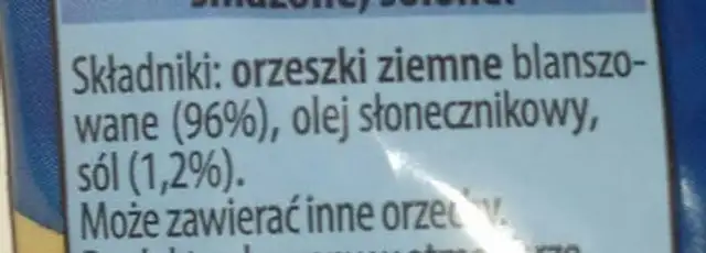 Orzeszki ziemne ingredients label