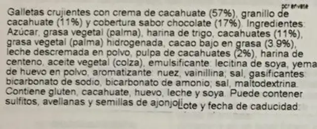 WAFLIN NUGATIN ingredients label