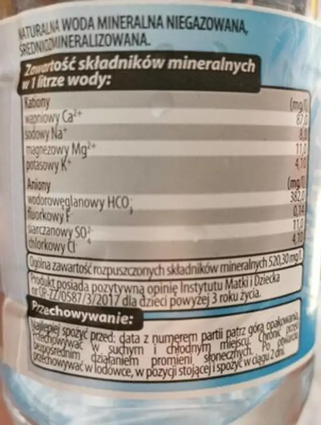 Unknown nutrition facts table