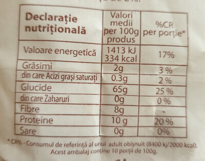 Făină dietetică secară măciniş integral nutrition facts table