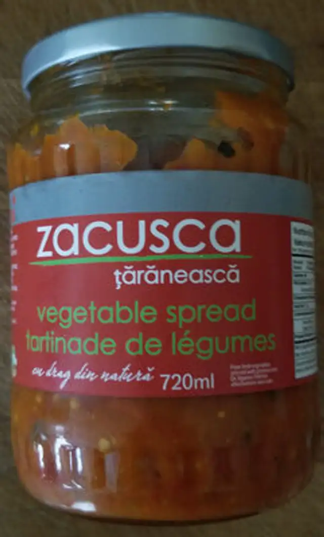zacusca taraneasca ingredients label