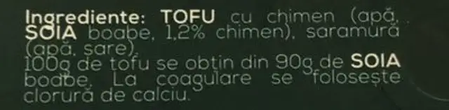 Tofu in saramura chimen ingredients label
