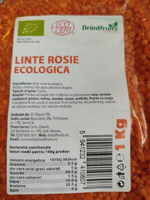 Bio Red Lentils - Linte Roșie Ecologica