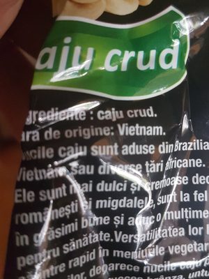 caju nuts ingredients label