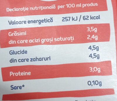 Boni Lapte de consum integral 3,5% grasime nutrition facts table