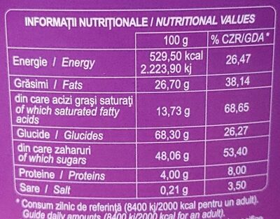 Top wafers cu aromă de lămâie nutrition facts table