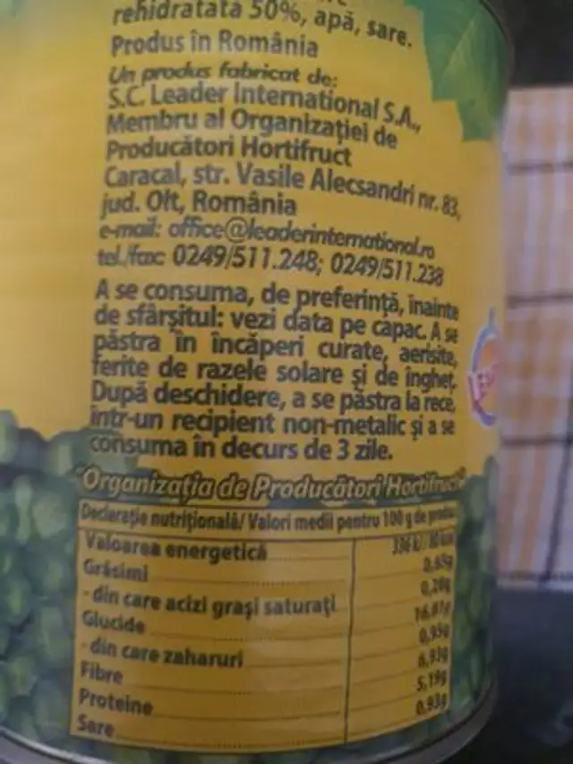 Mazare hidratata ingredients label