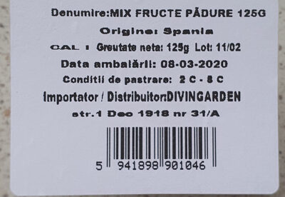 mix fructe pădure 125g front packaging