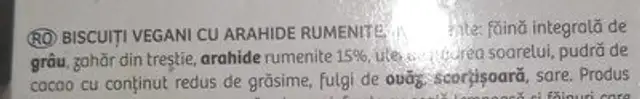 Biscuiti Vegani Cu Arahide ingredients label