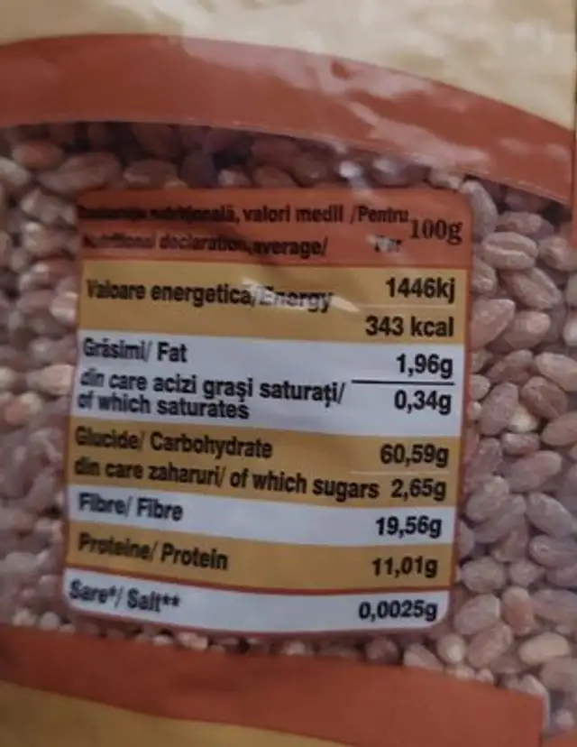 Pearl Barley nutrition facts table