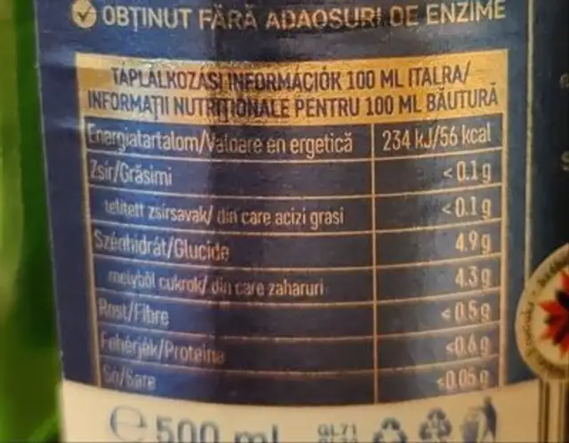 Csíkisör Blueberry nutrition facts table