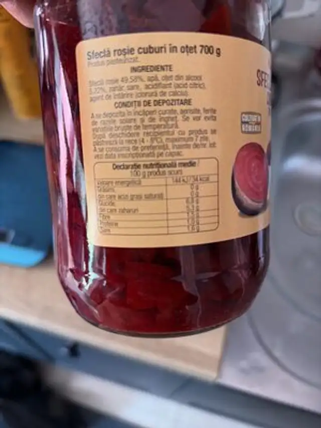 Sfecla Roșie Cuburi nutrition facts table