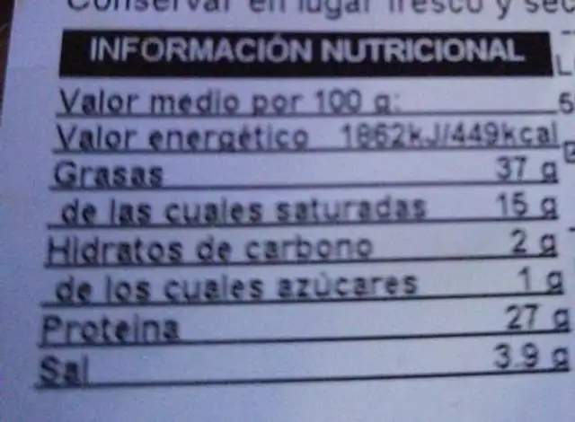 Snack de secallona nutrition facts table