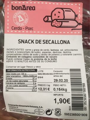 Snack de secallona front packaging