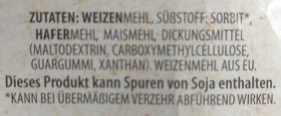 Essbare Trinkhalme ingredients label