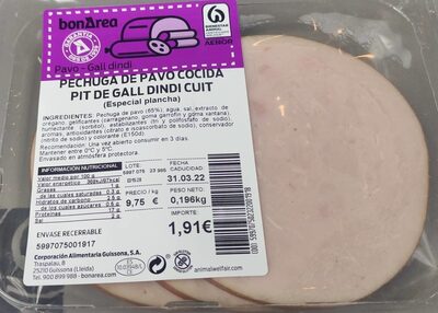 Pechuga de pavo cocida