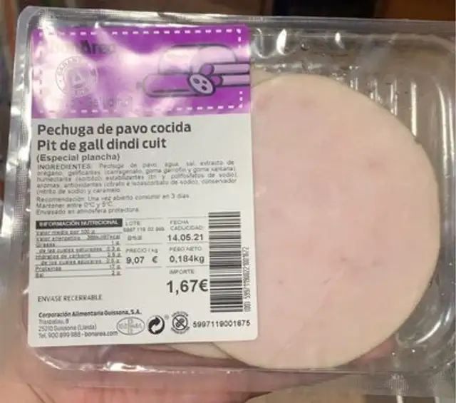 Pechuga pavo cocida front packaging