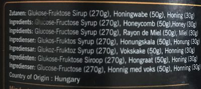 Miel ingredients label