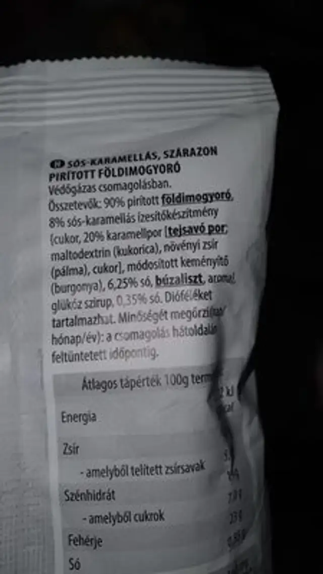 Kikiriki Sa Karamelom ingredients label