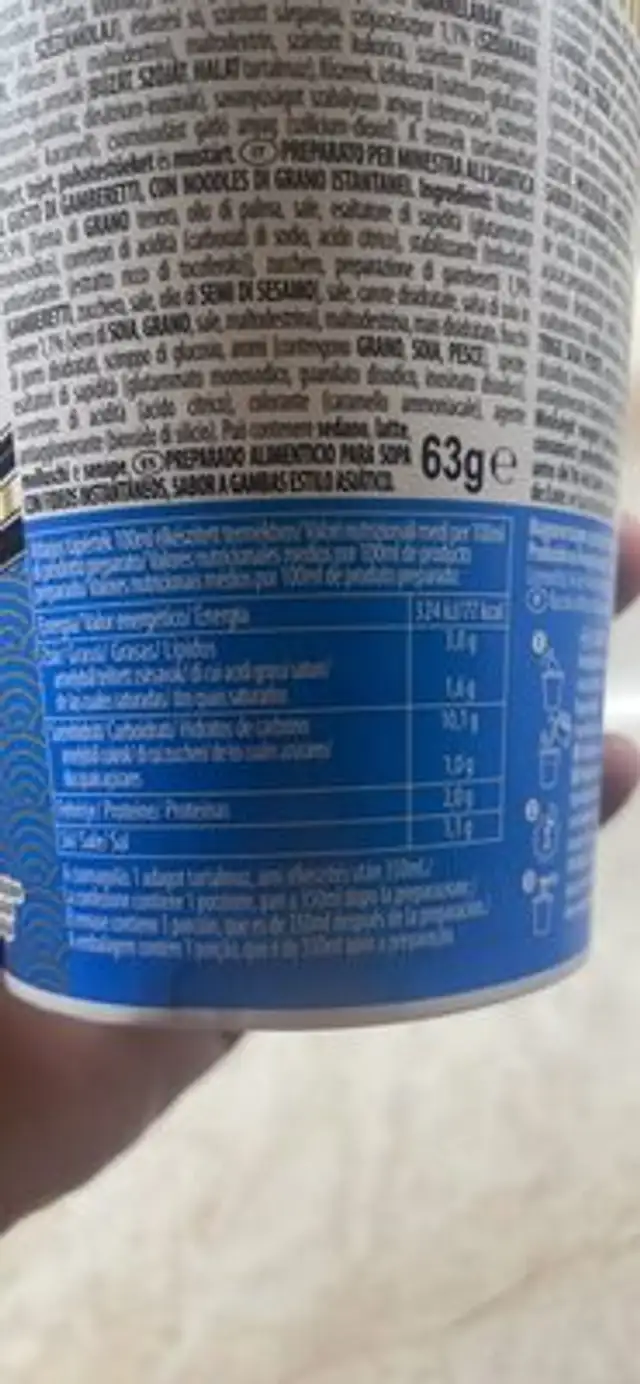 Cup Noodles Shrimp Soy Sauce Ramen Soup nutrition facts table