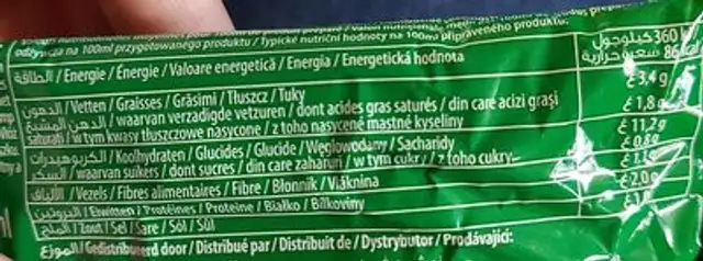Demae Ramen nutrition facts table