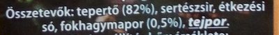 Fokhagymás sertés tepertőkrém ingredients label