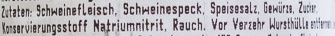 Echt ungarische Salami ingredients label